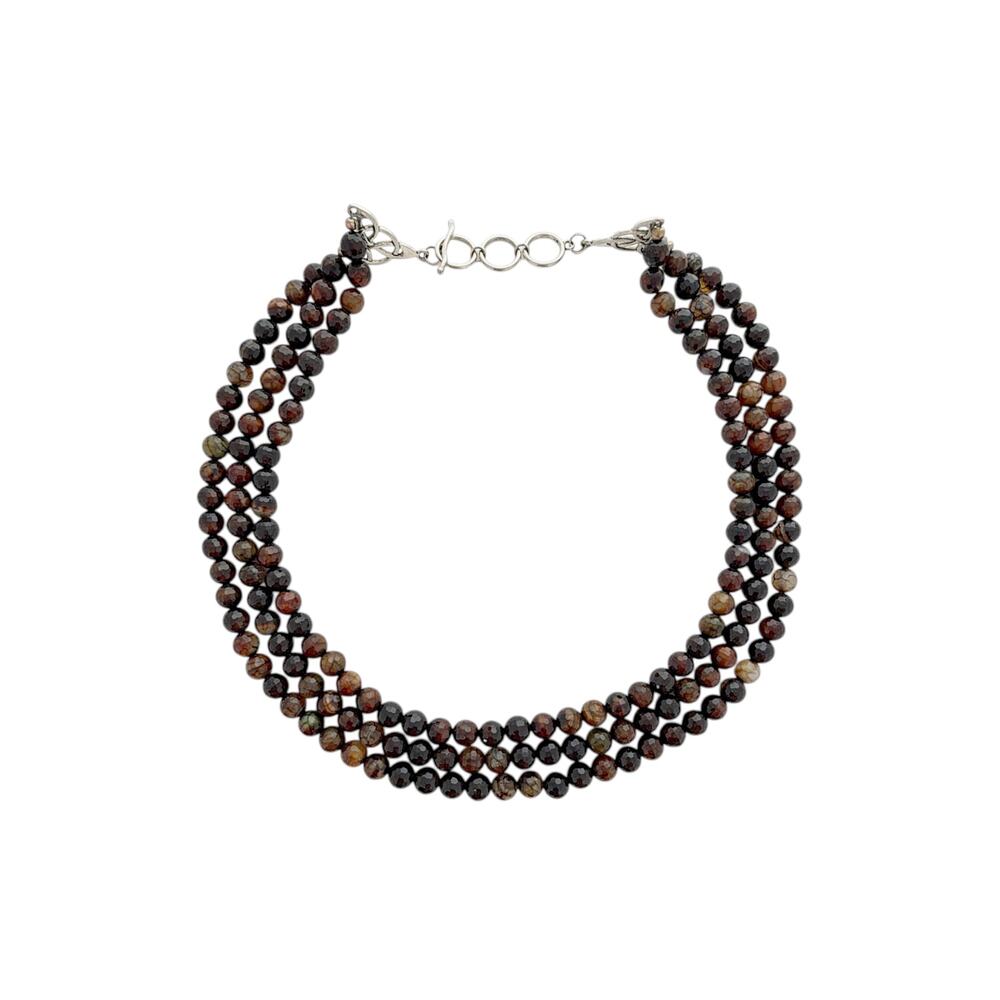 NECKLACE Triple-strand Faceted Gemstone